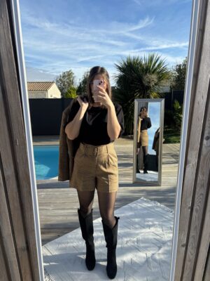 SHORT A CARREAUX CEINTURE