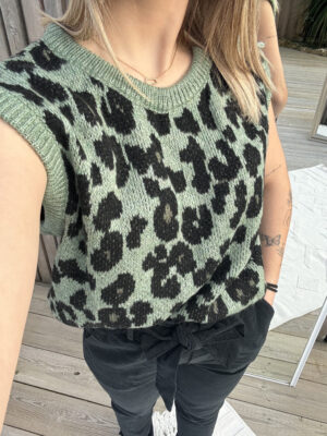 Pull sans manches léopard