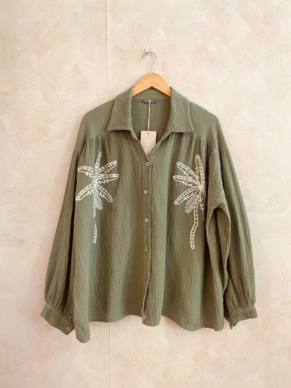 chemise-en-gaz-de-coton-broderie-palmier_kaki_66f10823b87b0 Chemise en gaz de coton broderie palmier