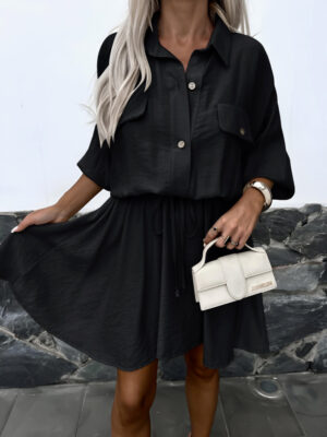 Robe chemise en viscose taille élastique