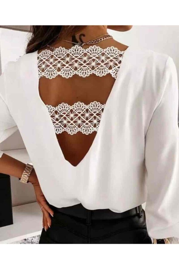 Top manche longue dos nu dentelle