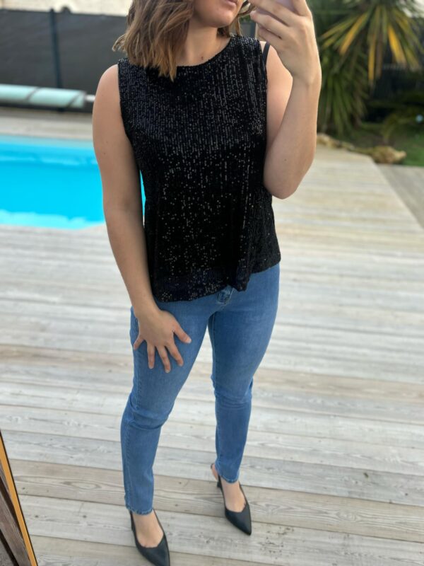 Top Solange dos nu à sequins