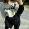 Pull Amour a manches longues noir et blanc