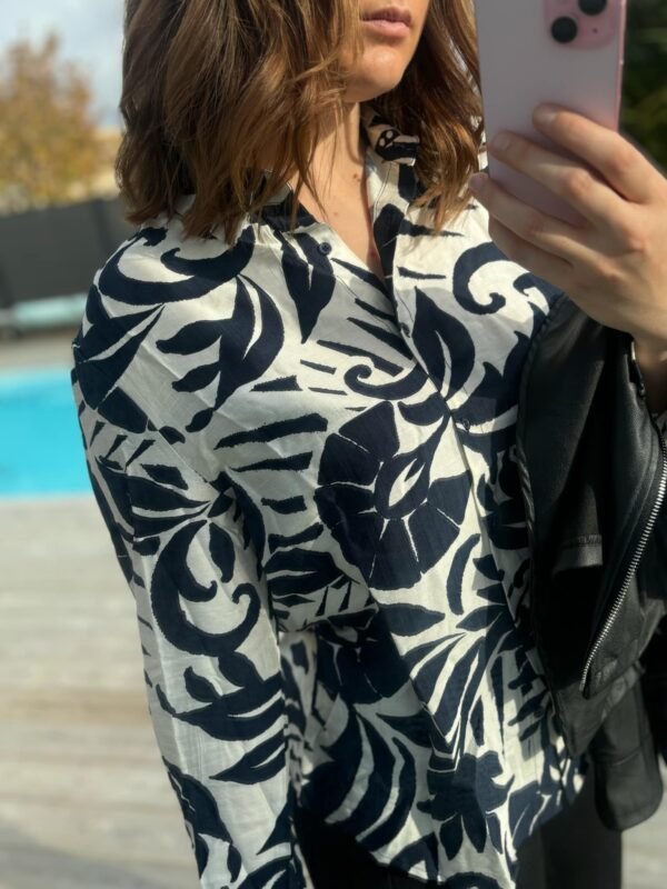 Chemise Blanche imprimée bleu