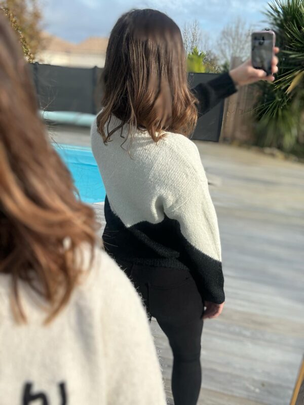 Pull Amour a manches longues noir et blanc