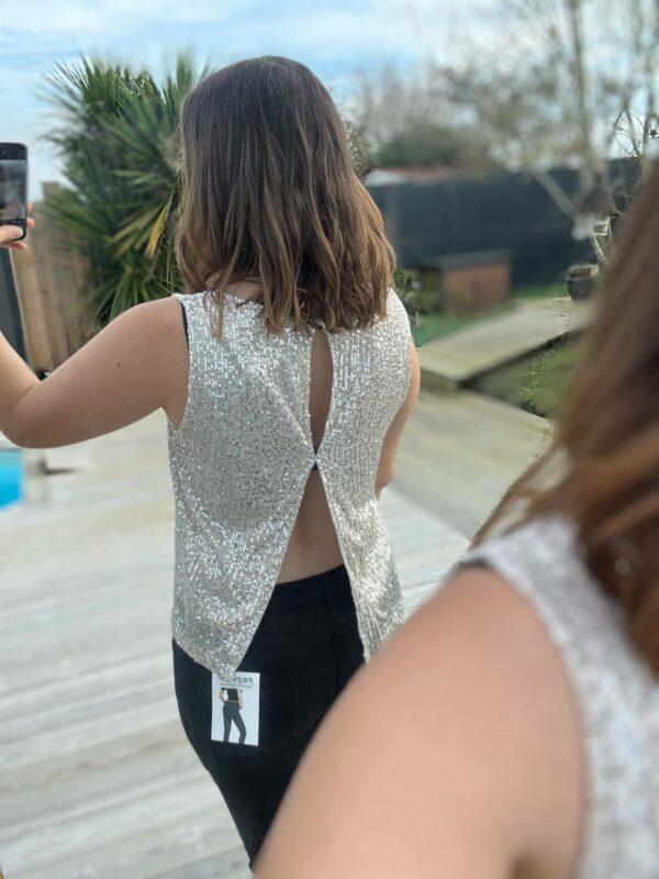 Top Solange dos nu à sequins