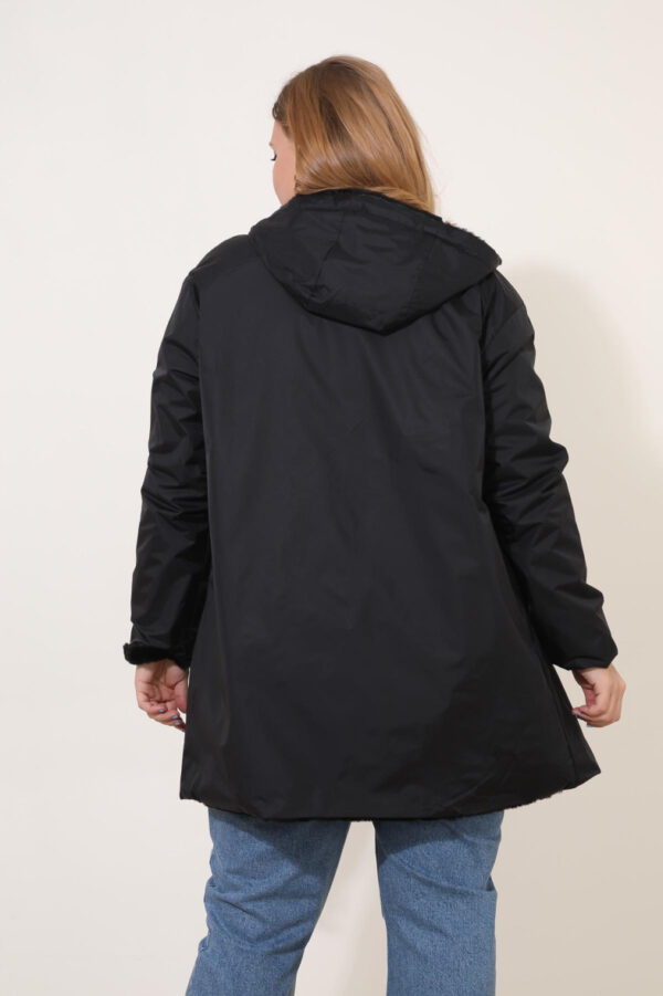 melrose-parka-reversible-fourree-mi-longue-grande-taille_noir_66edc2bbf2b3e Parka Réversible noire coté imperméable et coté fourrure grande taille