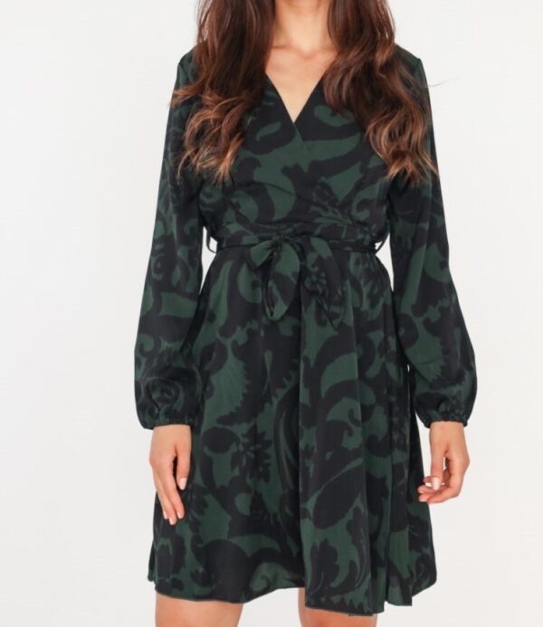 Robe Courte verte imprimée noir
