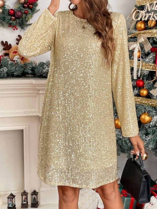 robe-paillettes-soiree_champagne_6723aca55aae0 Robe de fête paillettes avec nœud a nouer