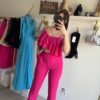 Ensemble pantalon crop top fuchsia