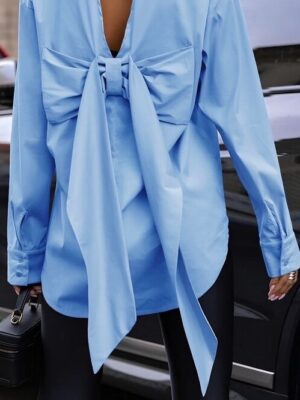chemise-oversize-avec-detail-noeud- Chemise oversize avec noeud au dos