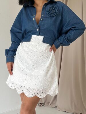 Robe courte bi-matière manches longues