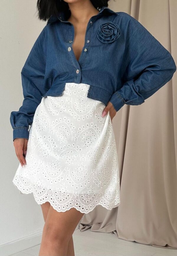 Robe courte bi-matière manches longues