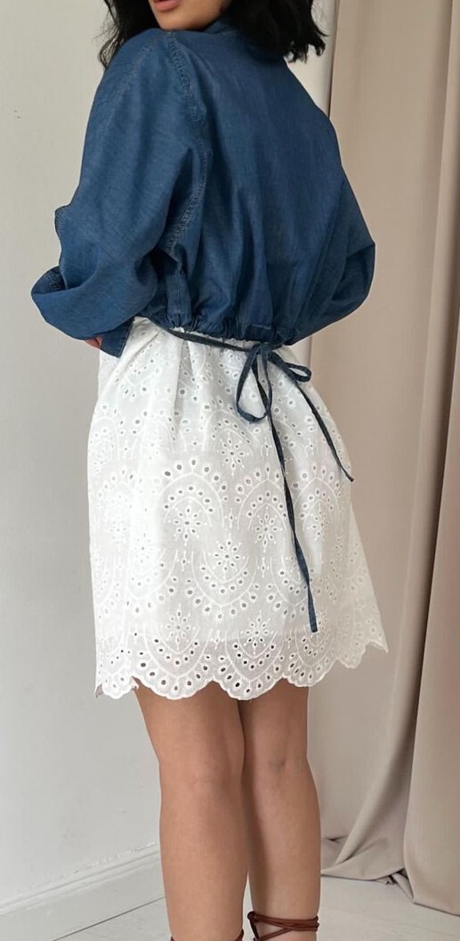 Robe courte bi-matière manches longues