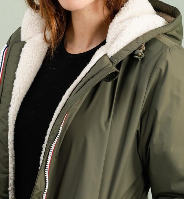 18269-1-KAKI-1 Parka 3/4 Kaki avec Fourrure Synthétique