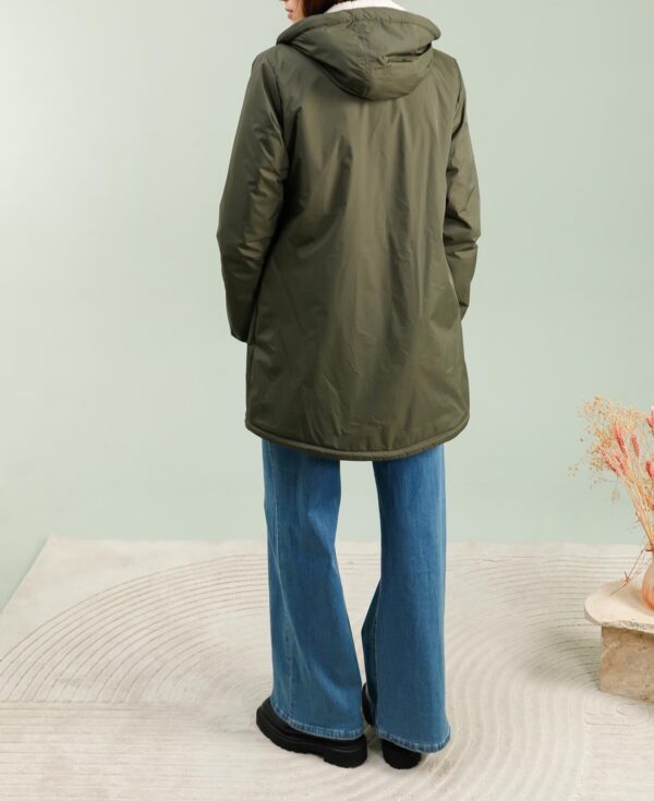 18269-1-KAKI-3 Parka 3/4 Kaki avec Fourrure Synthétique