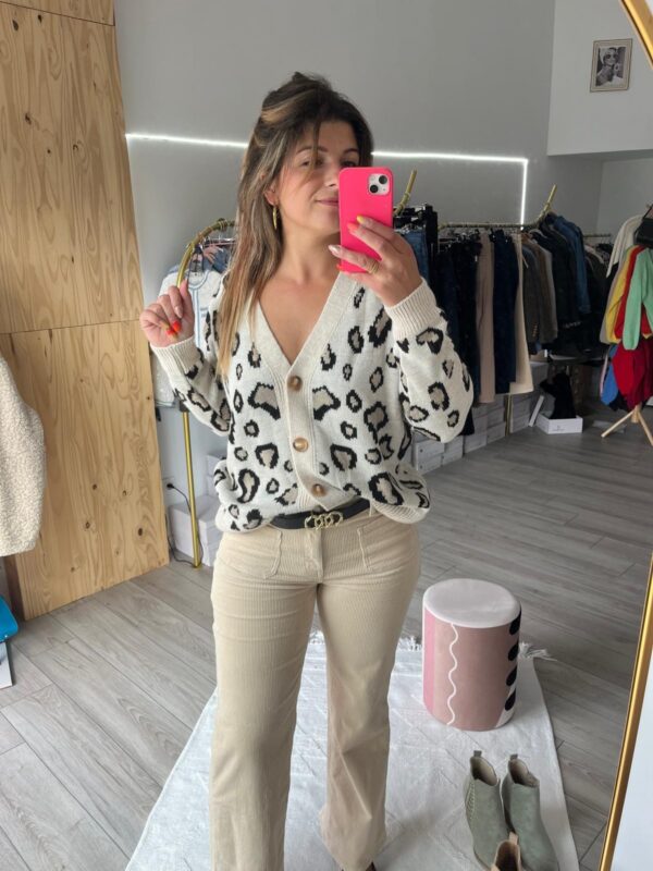 Gilet / Pull Léopard à Boutons