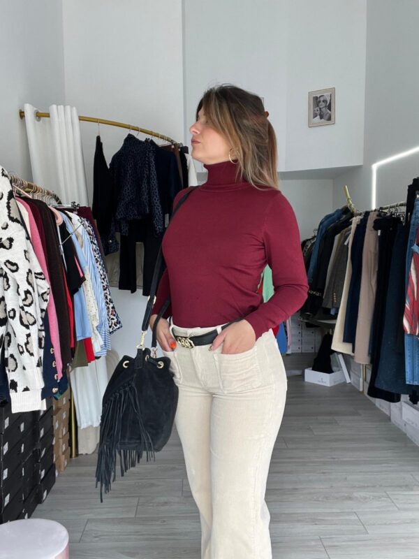 Pantalon Wide Leg en Velours Beige Clair